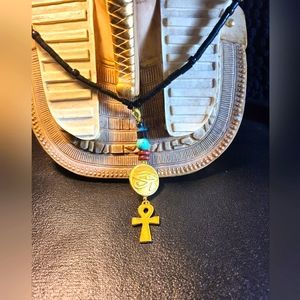 Men Ankh and Eye of Ra charm necklace